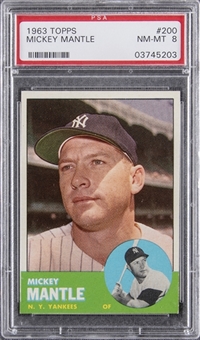 1963 Topps #200 Mickey Mantle – PSA NM-MT 8